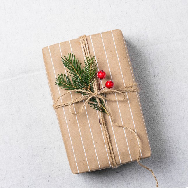 Papel De Presente Presente de Natal com listra bege (Criador carregado)