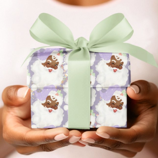 Papel De Presente Presente de Natal com Papais noeis Pretos de Vinta (Criador carregado)