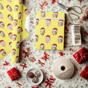 Papel De Presente Presente de Natal com Rosto de Chapéu de Papai Noe