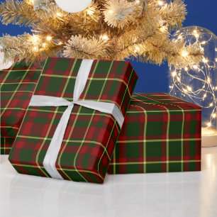 Papel De Presente Presente de Natal com xadrez tartan vermelho e ver