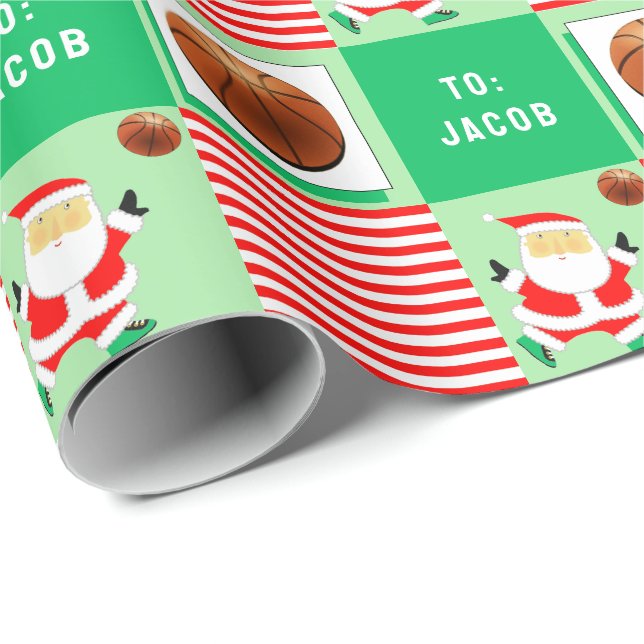 Papel De Presente Presente de Natal de Basquetebol (Ponta do rolo)