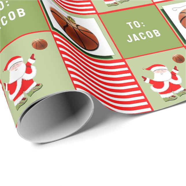 Papel De Presente Presente de Natal de Basquetebol (Ponta do rolo)