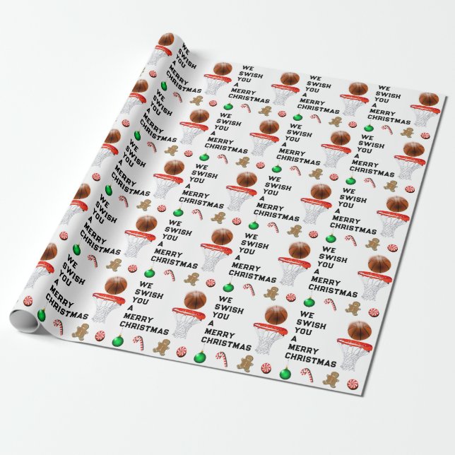 Papel De Presente Presente de Natal de Basquetebol (Desenrolado)