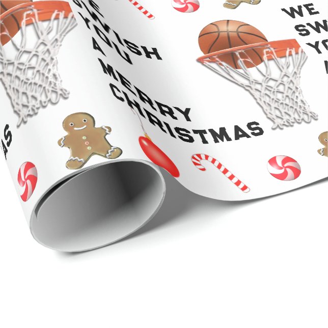 Papel De Presente Presente de Natal de Basquetebol (Ponta do rolo)