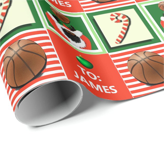 Papel De Presente Presente de Natal de Basquetebol Personalizado (Ponta do rolo)