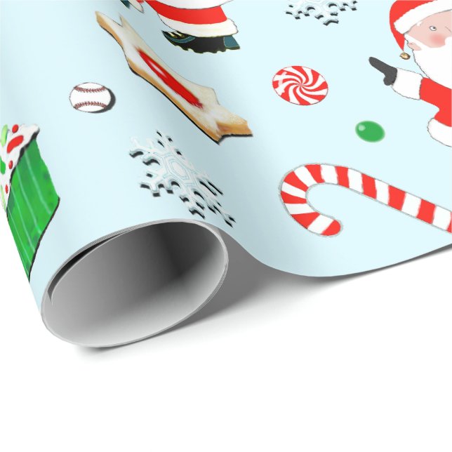 Papel De Presente Presente de Natal de Beisebol (Ponta do rolo)