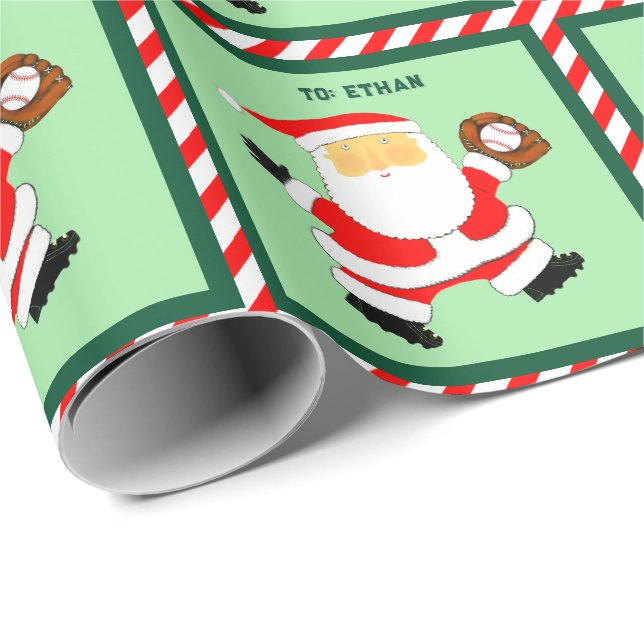 Papel De Presente Presente de Natal de Beisebol (Ponta do rolo)