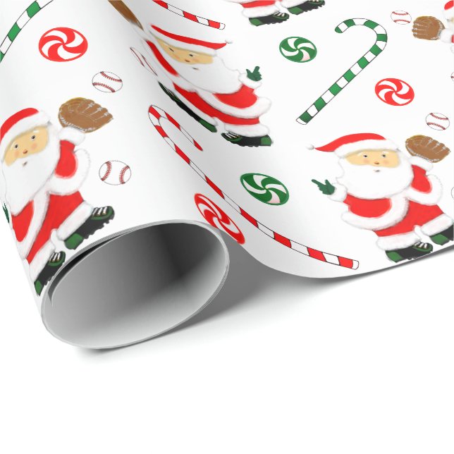Papel De Presente Presente de Natal de Beisebol (Ponta do rolo)