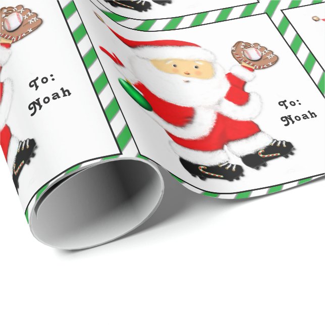 Papel De Presente Presente de Natal de Beisebol Personalizado (Ponta do rolo)