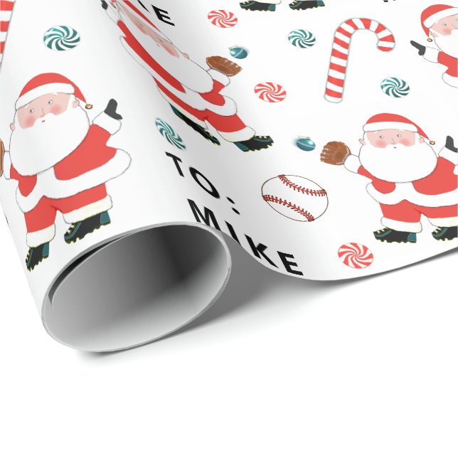 Papel De Presente Presente de Natal de Beisebol Personalizado (Ponta do rolo)