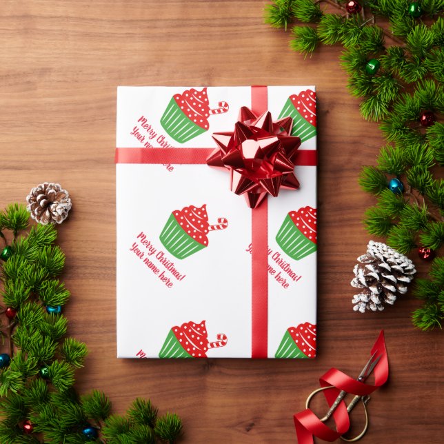 Papel De Presente presente de Natal de cupcake doce de cana doce (Presente de Natal)