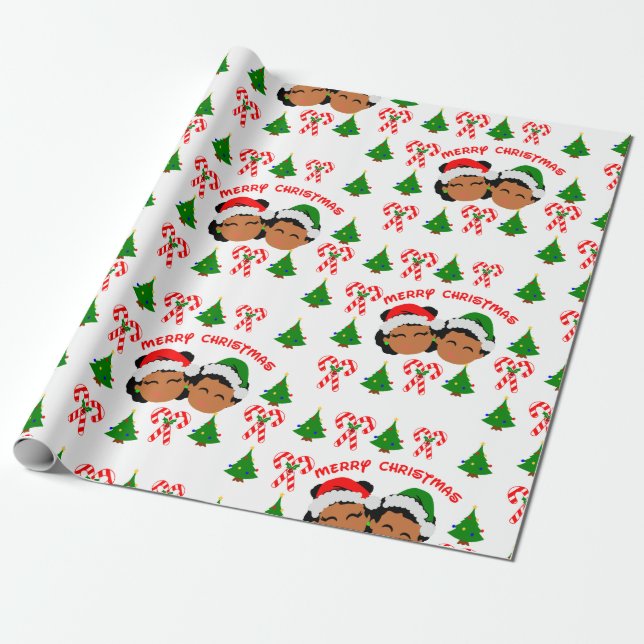 Papel De Presente Presente de Natal de Feriado Africano-Americano Tw (Desenrolado)