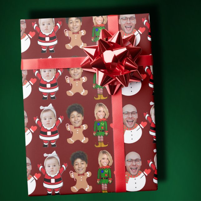 Papel De Presente Presente de Natal de Foto Personalizado da Família (Criador carregado)