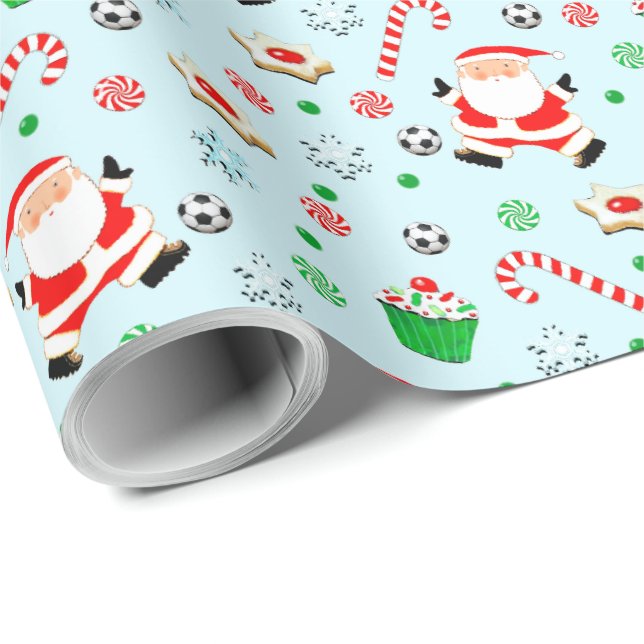 Papel De Presente Presente de Natal de Futebol (Ponta do rolo)