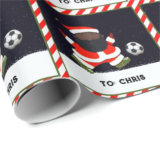 Papel De Presente Presente de Natal de Futebol (Ponta do rolo)