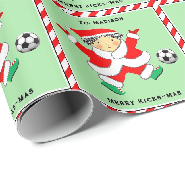 Papel De Presente Presente de Natal de Futebol Feminino (Ponta do rolo)