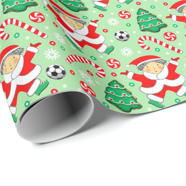 Papel De Presente Presente de Natal de Futebol Feminino (Ponta do rolo)