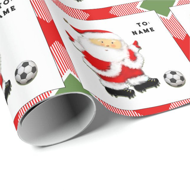 Papel De Presente Presente de Natal de Futebol Personalizado (Ponta do rolo)