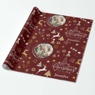 Papel De Presente Presente de Natal de Maroon Personalizado