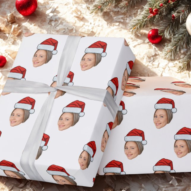 Papel De Presente Presente de Natal de Santa Hat com Foto Personaliz (Criador carregado)