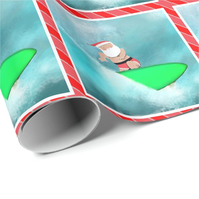 Papel De Presente Presente de Natal de Surfing Christmas Beach (Ponta do rolo)