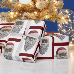 Papel De Presente Presente de Natal do Pai Natal Africano-Americano