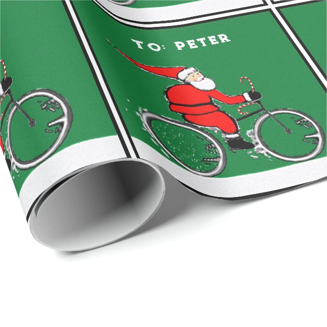 Papel De Presente Presente de Natal do Papai Noel Ciclista (Ponta do rolo)