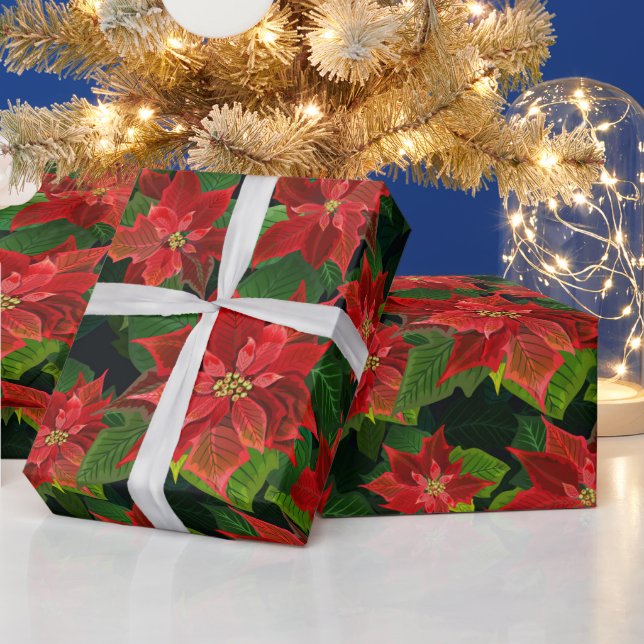 Papel De Presente Presente de Natal do Retro Classic Poinsettia (Feriados)