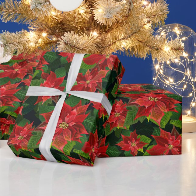 Papel De Presente Presente de Natal do Retro Classic Poinsettia (Feriados)