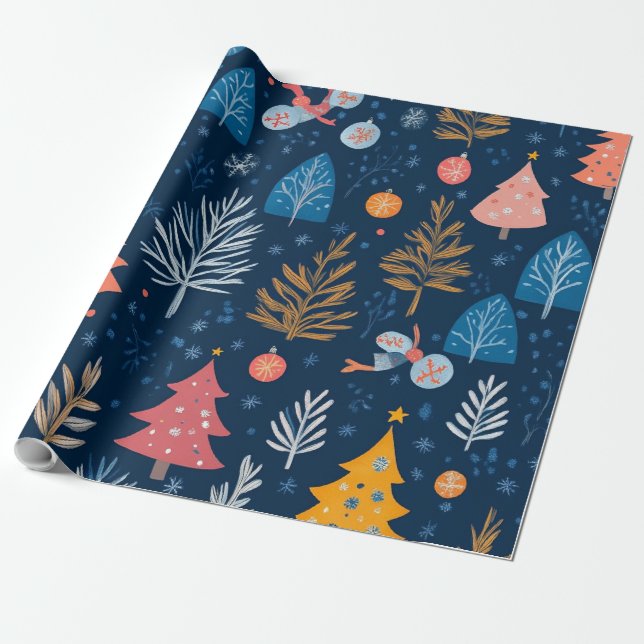 Papel De Presente Presente de Natal fofo de inverno (Desenrolado)