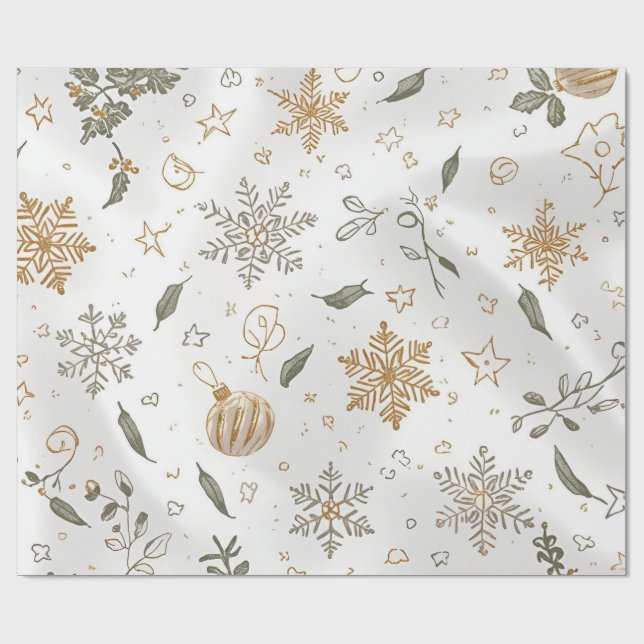 Papel De Presente Presente de Natal Luxuoso Design de Férias Branco  (Aberto)