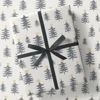 Papel De Presente Presente de Natal Mínimo Moderno de Pincel Traçado