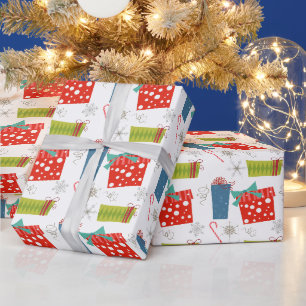 Papel De Presente Presente de Natal Moderno de Meados do Século e Ca