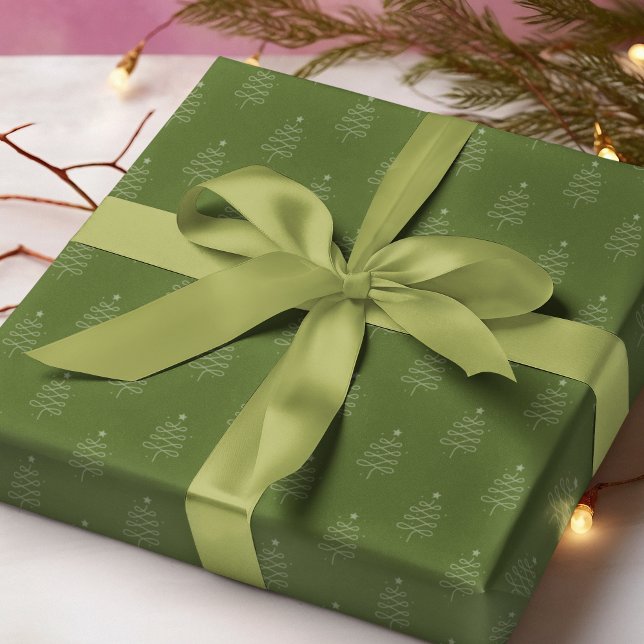 Papel De Presente Presente de Natal Moderno em Árvore Verde Abstrato (Criador carregado)