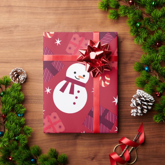 Papel De Presente Presente de Natal no Feriado de Snowman (Presente de Natal)