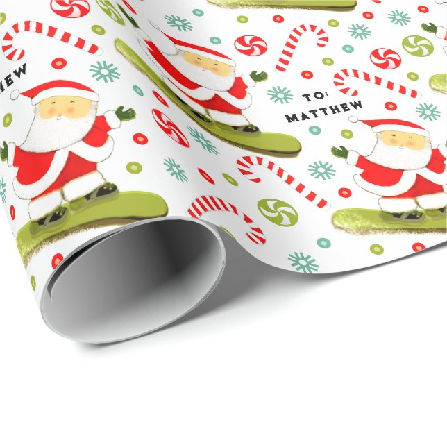 Papel De Presente Presente de Natal no Snowboard (Ponta do rolo)