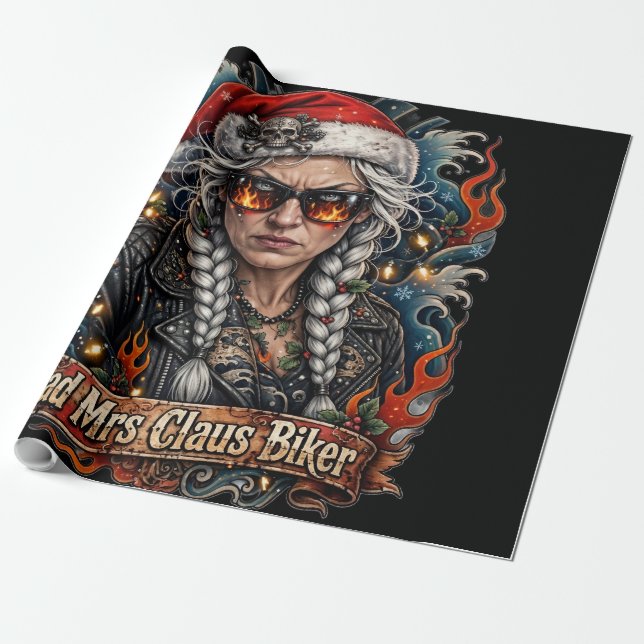Papel De Presente Presente de Natal para a Vovó Motoqueira, Sra. Cla (Desenrolado)
