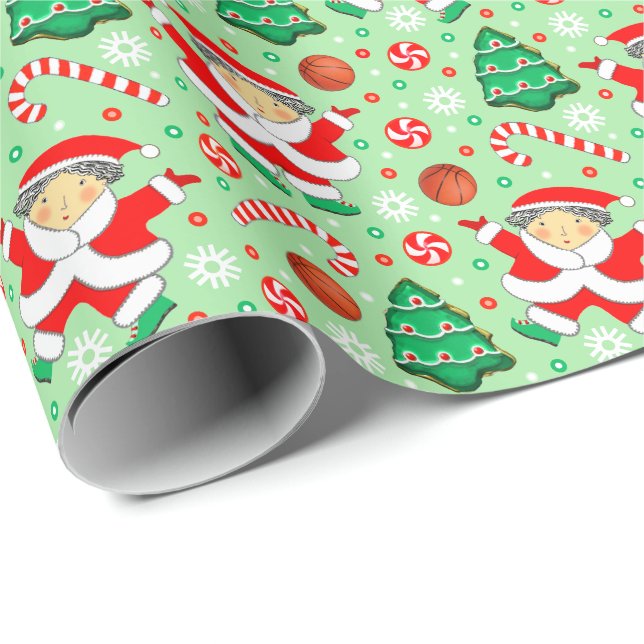 Papel De Presente Presente de Natal para Meninas de Basquete (Ponta do rolo)