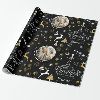 Papel De Presente Presente de Natal Preto Personalizado