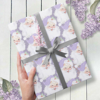 Papel De Presente Presente de Natal Purple Vintage Winking Santa Cla