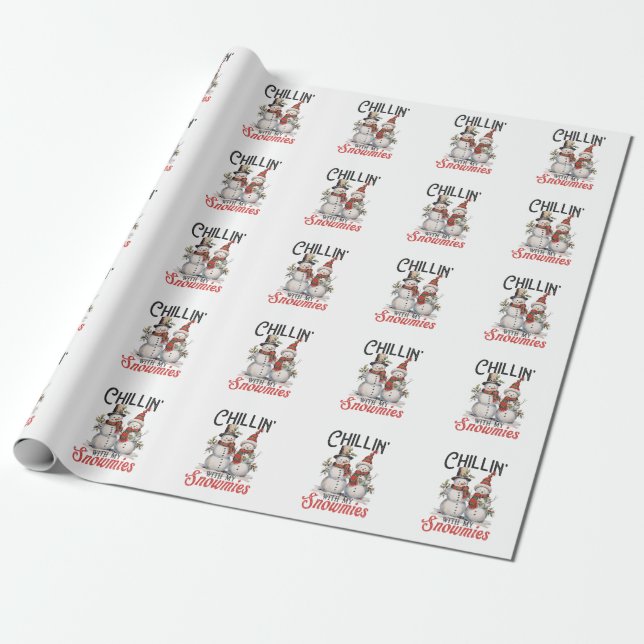 Papel De Presente Presente de Natal Relaxando Com Meus Snowmies (Desenrolado)