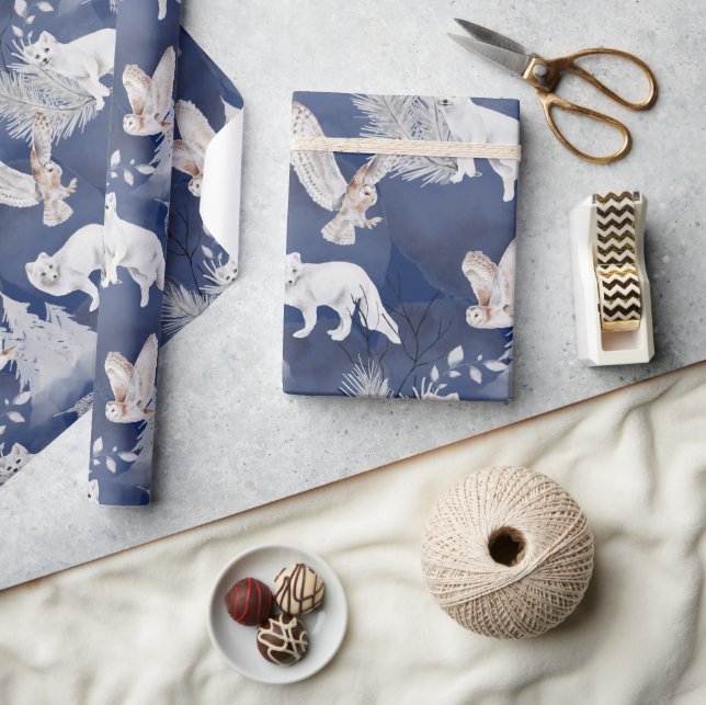 Papel De Presente Presente de Natal Rustic Winter Fox & Owl (Artesanato)