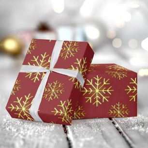 Papel De Presente Presente de Natal Vermelho Floco de Neve 3D Cor Do
