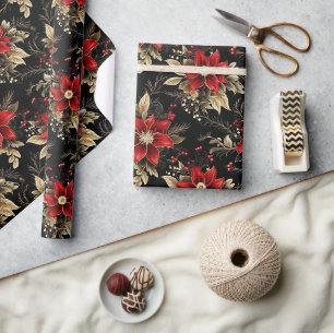 Papel De Presente Presente de Padrão de Natal Luxuoso de Poinsettia