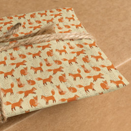 Papel De Presente Presente de Padrão de Raposa Vermelha Fofa Desenha