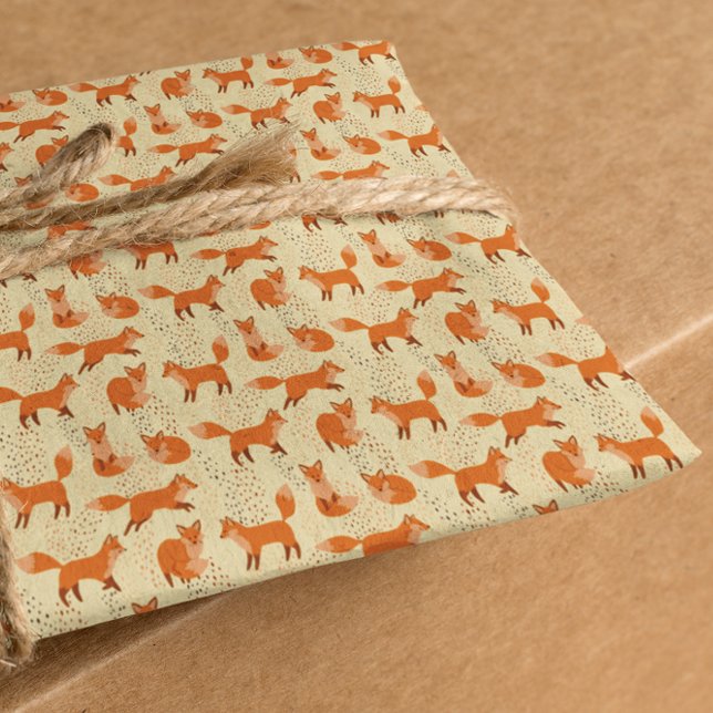 Papel De Presente Presente de Padrão de Raposa Vermelha Fofa Desenha (Criador carregado)