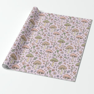 Papel De Presente Presente de Padrão Sem Costura de Fungos Rosa Bege
