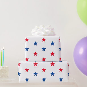 Papel De Presente Presente de padrão vermelho branco e azul patrió