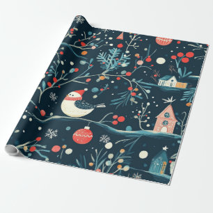 Papel De Presente Presente de pássaros azuis lindos e rústicos de in