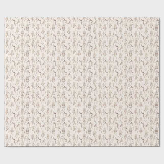 Papel De Presente Presente de Penas de Sonho Boho Lua Estrelas (Aberto)